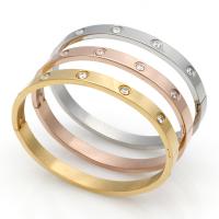 Rozsdamentes acél bangle, Stainless Steel, galvanizált, egynemű & különböző méretű a választás & strasszos, több színt a választás, Által értékesített Strand