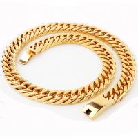 Chaîne collier , acier inoxydable, Plaqué or 18K, normes différentes pour le choix & pour homme, 15MM, Vendu par brin