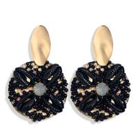 Seedbead Boucle d'oreille goutte, avec coquille & laiton, Placage de couleur d'or, pour femme & avec strass, plus de couleurs à choisir, 75*47mm, Vendu par paire