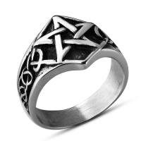 Titanium Staal Finger Ring, uniseks & verschillende grootte voor keus & zwart maken, 17mm, Verkocht door PC