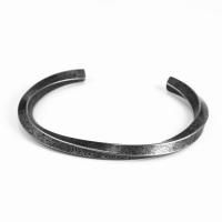 ROSTFRITT STÅL Manschett Armring, antik silver pläterad, mode smycken & Unisex & svärta, 67mm, 2Strands/Lot, Säljs av Lot