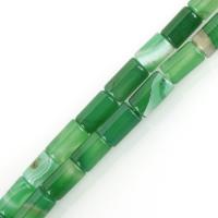 Natuurlijke Lace Agaat kralen, Kolom, groen, 8x12mm, Gat:Ca 1.5mm, 31pC's/Strand, Per verkocht Ca 15.5 inch Strand