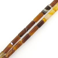 Naturlige Lace Agate perler, blonde agat, Kolonne, 4x13mm, Hole:Ca. 1.5mm, 31pc'er/Strand, Solgt Per Ca. 15 inch Strand