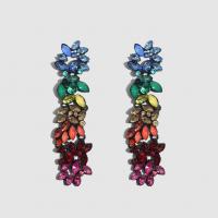 Pendientes de Gota en Latón, metal, chapado, Joyería & para mujer & con diamantes de imitación, multicolor, 98*24mm, Vendido por Par