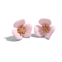 Lo zinco in lega Stud Earring, lega in zinco, Fiore, pittura, gioielli di moda & per la donna, nessuno, assenza di nichel,piombo&cadmio, 22*22mm, 2coppiapaio/borsa, Venduto da borsa