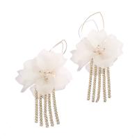 Messing Tassel Earring, med Akryl, Flower, guldfarve belagt, for kvinde & med rhinestone, 125*58mm, Solgt af par