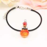 Lampwork Aromaterapi armbånd, med PU ledning & Messing, med 5cm extender kæde, platin farve forgyldt, Kunne fyldes med væske & Unisex, flere farver til valg, 14*31mm, Solgt Per Ca. 7 inch Strand