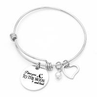 Titantium acciaio bracciale, with Perle di plastica ABS, placcato, unisex & regolabile & con modello lettera, nessuno, 25*2mm, Diametro interno:Appross. 60mm, Lunghezza Appross. 7.5 pollice, Venduto da PC