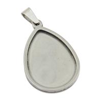 Pendentif en acier inoxydable Cadre, larme, couleur originale, 37x21x2.30mm, Trou:Environ 6.6x3.5mm, Diamètre intérieur:Environ 25x17mm, 10PC/sac, Vendu par sac