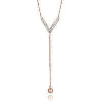 Collier d'acier titane, avec 5cm chaînes de rallonge, Plaqué de couleur d'or rose, chaîne ovale & pour femme & avec strass, Vendu par Environ 17.7 pouce brin