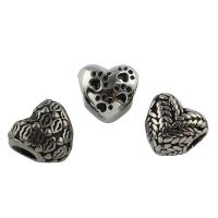 RVS European Beads, 316L roestvrij staal, Hart, verschillende stijlen voor de keuze & zwart maken, 10x12x9mm, Gat:Ca 4mm, 5pC's/Bag, Verkocht door Bag