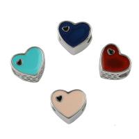 Stainless Steel European Beads 316L Stainless Steel Heart enamel Approx 4mm Sold By Bag