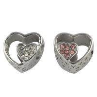 Stainless Steel European Beads 316L Stainless Steel Heart with rhinestone Approx 4mm Sold By Bag