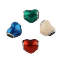 Stainless Steel European Beads 316L Stainless Steel Heart enamel Approx 4mm Sold By Bag