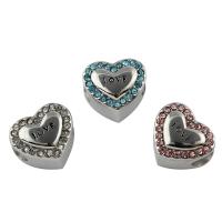 Stainless Steel European Beads 316L Stainless Steel Heart with rhinestone Approx 4mm Sold By Bag