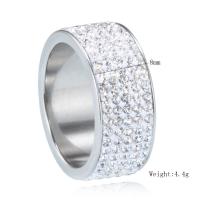 Strass roestvrij staal vinger ring, plated, uniseks & verschillende grootte voor keus & met strass, meer kleuren voor de keuze, 8mm, Verkocht door PC