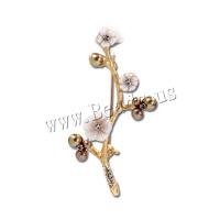 Zinc Alloy Brocher, med Shell Pearl & Shell, Flower, forgyldt, mode smykker & Micro Pave cubic zirconia & for kvinde, flere farver til valg, 43x71mm, Solgt af PC