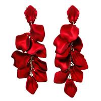 Pendientes de Aleación de Zinc, con Plástico & Perlas plásticas, aleación de cinc aguja de pendiente, chapado en oro KC, Joyería & diferentes estilos para la opción & para mujer, Rojo, libre de níquel, plomo & cadmio, 35x72mm,12mm, 5parespareja/Grupo, Vendido por Grupo