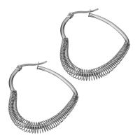 Acier inoxydable Levier Retour Earring, coeur, bijoux de mode & pour femme, couleur originale, 33x40x5.5mm, Vendu par paire