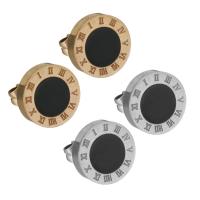 Orecchini in acciaio inossidabile, acciaio inox, with resina, placcato, gioielli di moda & con numero romano & per la donna, nessuno, 10x10mm, 12Pairspaio/lotto, Venduto da lotto