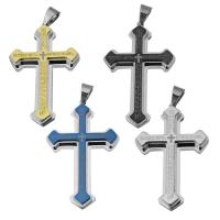 Rustfrit stål kors vedhæng, Stainless Steel, Krucifiks Cross, forgyldt, mode smykker, flere farver til valg, 41x65x7mm, Hole:Ca. 7.5x9.5mm, Solgt af PC