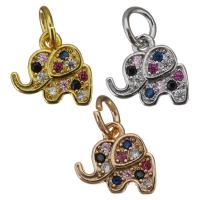 Cubic Zirconia Micro Pave bronze Pingente, cobre, Elefante, banhado, micro pavimento em zircônia cúbica, Mais cores pare escolha, níquel, chumbo e cádmio livre, 11.5x10x2mm, Buraco:Aprox 4mm, 30PCs/Lot, vendido por Lot