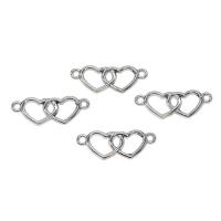 Connecteur d'alliage de Zinc coeur, Placage de couleur platine, boucle de 1/1, protéger l'environnement, sans nickel, plomb et cadmium, 27x10.50x1mm, Trou:Environ 1mm, Environ 100PC/sac, Vendu par sac