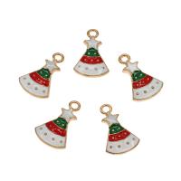 Zinklegering Kerst Hangers, Zinc Alloy, Hoed van Kerstmis, gold plated, Kerstontwerp & glazuur, nikkel, lood en cadmium vrij, 19x12x2.50mm, Gat:Ca 1.5mm, Ca 50pC's/Bag, Verkocht door Bag