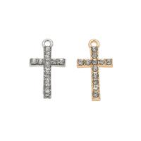 Zinklegering Cross Hangers, Zinc Alloy, Oversteken, plated, met strass, meer kleuren voor de keuze, nikkel, lood en cadmium vrij, 27x14x2mm, Gat:Ca 1.5mm, Ca 100pC's/Bag, Verkocht door Bag