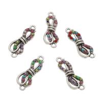 Connecteur d'alliage de Zinc bowknot, avec résine, Noeud papillon, Plaqué de couleur d'argent, boucle de 1/1, couleurs mélangées, protéger l'environnement, sans nickel, plomb et cadmium, 27x10x3mm, Trou:Environ 1.5mm, Environ 50PC/sac, Vendu par sac