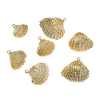 Shell Hangers, Schelp, met Messing, Schelp, gold plated, 25x23x9mm, Gat:Ca 2mm, Ca 10pC's/Bag, Verkocht door Bag