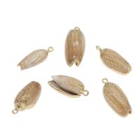 Pendentifs coquillage, coquille, avec laiton, coquille, Placage de couleur d'or, 30*12*12mm-38*15*15mm, Trou:Environ 2mm, Environ 10PC/sac, Vendu par sac