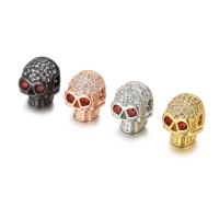 Kubik Zirkonium mikro bana Mässing Pärlor, Skull, plated, Vintage & micro bana cubic zirconia, fler färger för val, nickel, bly och kadmium gratis, 10x14mm, Hål:Ca 2mm, 5PC/Lot, Säljs av Lot