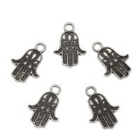 Zinklegierung Hamsa Anhänger, antik silberfarben plattiert, frei von Nickel, Blei & Kadmium, 19x13x2mm, Bohrung:ca. 2mm, ca. 100PCs/Tasche, verkauft von Tasche