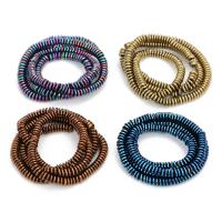 Hæmatit Bead, Flad Rund, forgyldt, du kan DIY, flere farver til valg, 4mm, Ca. 270pc'er/Strand, Solgt af Strand