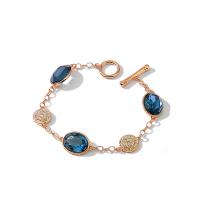 aleación de zinc Pulsera, con Cristal austriario & cúbica circonia, chapado en color dorado, Joyería & para mujer & facetas, más colores para la opción, libre de níquel, plomo & cadmio, 183*15mm, 2Strandsfilamento/Bolsa, Vendido por Bolsa