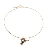 Zinc Alloy Trui Ketting, met 7cm extender keten, Christmas Reindeer, gold plated, Kerstontwerp & ovale keten & voor vrouw & glazuur & met strass, nikkel, lood en cadmium vrij, 48*35mm, Lengte Ca 25.2 inch, 2strengen/Lot, Verkocht door Lot