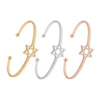 alliage de zinc bracelet manchette, Hexagram, Placage, Style coréen & pour femme, plus de couleurs à choisir, protéger l'environnement, sans nickel, plomb et cadmium, Diamètre intérieur:Environ 50mm, 50PC/lot, Vendu par lot