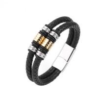 Stainless Steel Jewelry Bracelet with PU Leather fashion jewelry & Unisex Sold By PC