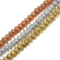 Natuurlijke Lava kralen, Rond plat, plated, meer kleuren voor de keuze, 8*5.5mm-10*6mm, Gat:Ca 1mm, Ca 60pC's/Strand, Per verkocht Ca 14.9 inch Strand