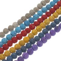 Natuurlijke Lava kralen, Ronde, meer kleuren voor de keuze, 8-9mm, Gat:Ca 1mm, Ca 40pC's/Strand, Per verkocht Ca 14.9 inch Strand