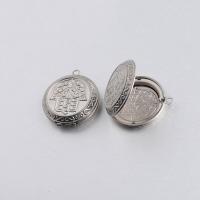 Stainless Steel Locket Pendant Round polished vintage & Mini & fashion jewelry original color Approx 2.3mm Sold By Bag