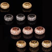 Cubic Zirconia Micro Pave Brass Europeo Bead, metal, chapado, micro arcilla de zirconia cúbica, más colores para la opción, libre de níquel, plomo & cadmio, 4.5x10mm, agujero:aproximado 5mm, 2PCs/Grupo, Vendido por Grupo