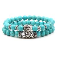 Fashion Turquoise Armbanden, turkoois, met Zinc Alloy, mode sieraden & uniseks & verschillende stijlen voor de keuze, 8mm, Lengte Ca 7.48 inch, 2strengen/Stel, Verkocht door Stel