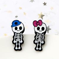 Collar Brooch Zinc Alloy Skull plated Unisex & enamel nickel lead & cadmium free 30*13mm Sold By Bag