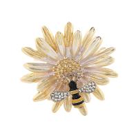 Zinc Alloy Brocher, Flower, guldfarve belagt, Unisex & emalje & med rhinestone, nikkel, bly & cadmium fri, 39*39mm, Solgt af PC