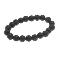 Lava Armband, met Black Stone, Ronde, mode sieraden & uniseks, zwart, 8mm, Per verkocht Ca 7.5 inch Strand