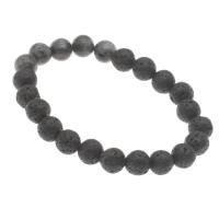 lava Pulsera, con Labradorita, Esférico, Joyería & unisexo, Negro, 8mm, Vendido para aproximado 7.5 Inch Sarta