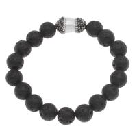 lava Pulsera, con Perlas cultivadas de agua dulce, unisexo & con diamantes de imitación, Negro, 19*11mm,10mm, Vendido para aproximado 7.5 Inch Sarta