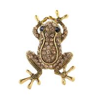 Zinc Alloy Brocher, Frog, forgyldt, Unisex & med rhinestone, flere farver til valg, nikkel, bly & cadmium fri, 50*35mm, Solgt af PC